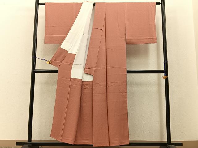 平和屋着物■上質な色無地　桐地紋　肉桂色　正絹　逸品　BAAX6497hj