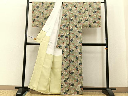平和屋着物■上質な小紋　紬地　有職花文　正絹　逸品　未使用　BAAX6498hj