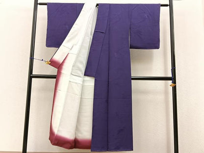 平和屋着物■上質な色無地　竜田川地紋　濃鼠色　正絹　逸品　未使用　BAAX6500hj