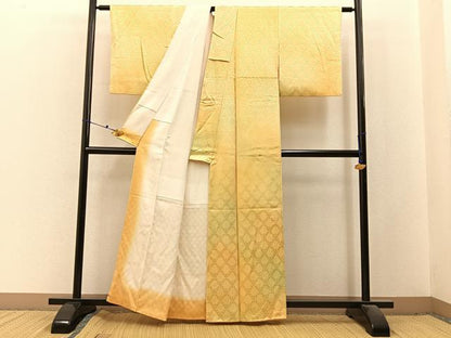 平和屋着物■上質な小紋　花青海波地紋　暈し染め　正絹　逸品　BAAX6502hj