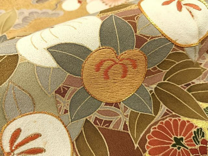 平和屋着物■豪華黒留袖　駒刺繍　貝桶枝花文　金彩　正絹　逸品　BAAX6505hj