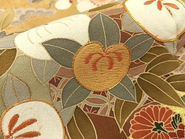 平和屋着物■豪華黒留袖　駒刺繍　貝桶枝花文　金彩　正絹　逸品　BAAX6505hj