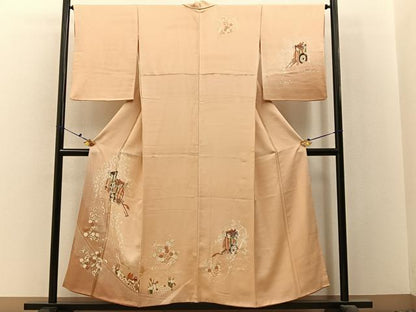 平和屋着物■訪問着　御所解花鳥文　暈し染め　金彩　正絹　逸品　BAAX6506hj