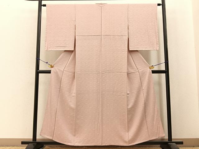 平和屋着物■上質な色無地　亀甲草花地紋　灰桜色　正絹　逸品　未使用　BAAX6508hj