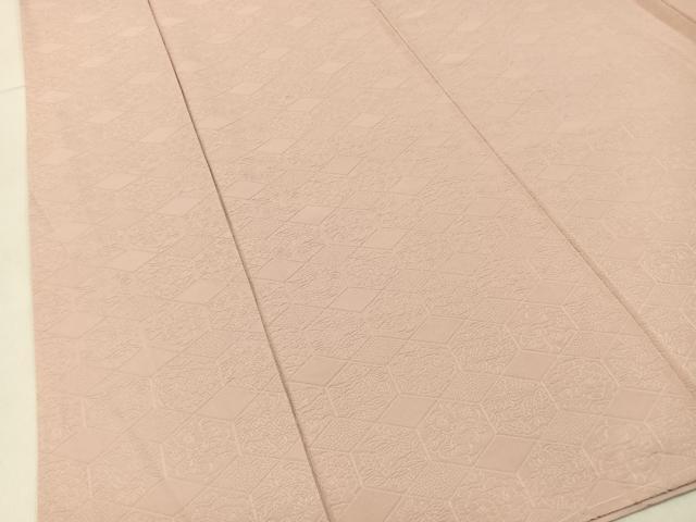 平和屋着物■上質な色無地　亀甲草花地紋　灰桜色　正絹　逸品　未使用　BAAX6508hj
