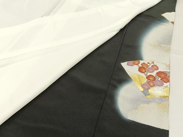 平和屋着物■豪華黒留袖　地紙飛鶴花文　暈し染め　金銀彩　正絹　逸品　BAAX6513hj