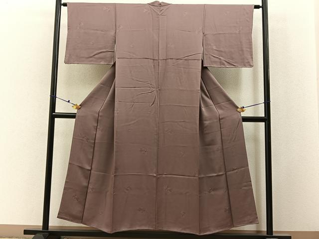 平和屋着物■上質な色無地　笹梅地紋　鳩羽鼠色　正絹　逸品　BAAX6514hj