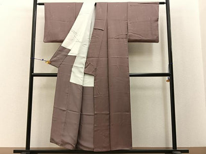 平和屋着物■上質な色無地　笹梅地紋　鳩羽鼠色　正絹　逸品　BAAX6514hj