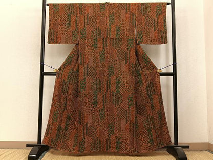 平和屋着物■上質な小紋　更紗花文　正絹　逸品　未使用　BAAX6516hj