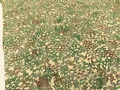 平和屋着物■上質な小紋　型染め　流水草花文　正絹　逸品　BAAX6522hj
