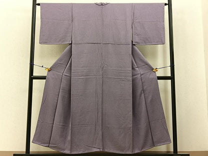 平和屋着物■上質な色無地　紋意匠　鳩羽色　正絹　逸品　BAAX6526hj