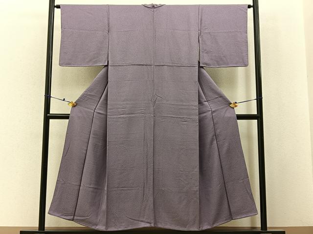 平和屋着物■上質な色無地　紋意匠　鳩羽色　正絹　逸品　BAAX6526hj