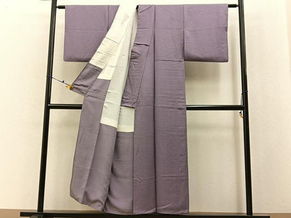 平和屋着物■上質な色無地　紋意匠　鳩羽色　正絹　逸品　BAAX6526hj