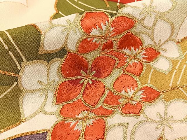 平和屋着物■豪華振袖　駒刺繍　紫陽花　金彩　正絹　逸品　BAAX6530hj