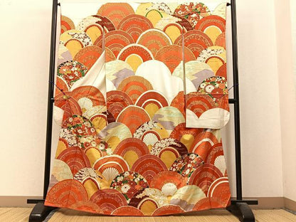 平和屋着物■豪華振袖　駒刺繍　花青海波　金彩　正絹　逸品　BAAX6531hj