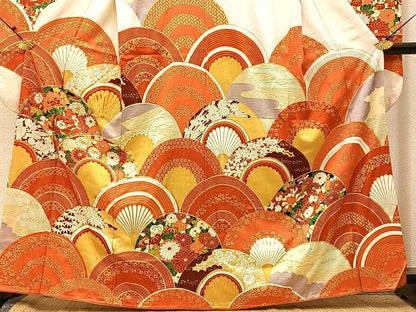平和屋着物■豪華振袖　駒刺繍　花青海波　金彩　正絹　逸品　BAAX6531hj