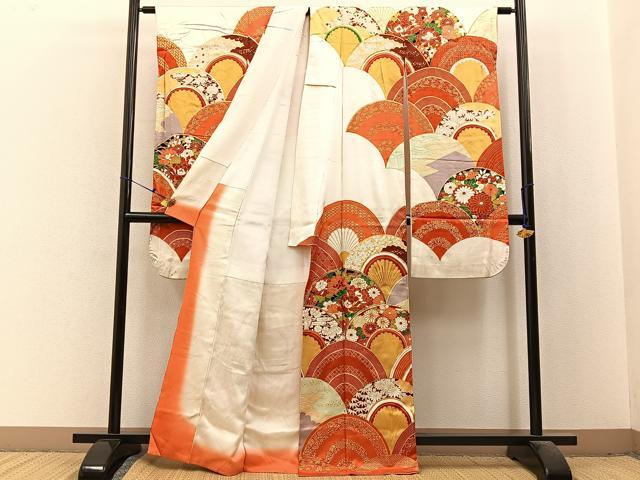 平和屋着物■豪華振袖　駒刺繍　花青海波　金彩　正絹　逸品　BAAX6531hj