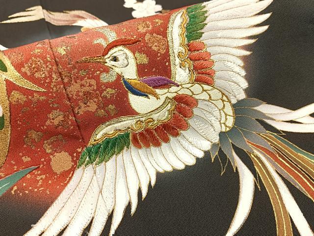 平和屋着物■豪華黒留袖　刺繍　鳳凰　宝尽くし花文　暈し染め　金銀彩　正絹　逸品　未使用　BAAX6533hj