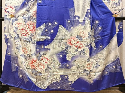 平和屋着物■豪華振袖　駒刺繍　牡丹孔雀羽文　暈し染め　銀彩　正絹　逸品　BAAX6534hj