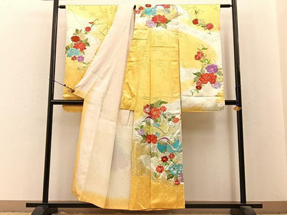 平和屋着物■豪華振袖　刺繍　鴛鴦花文　暈し染め　金銀彩　正絹　逸品　BAAX6535hj