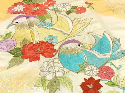 平和屋着物■豪華振袖　刺繍　鴛鴦花文　暈し染め　金銀彩　正絹　逸品　BAAX6535hj