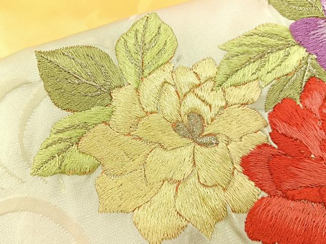 平和屋着物■豪華振袖　刺繍　鴛鴦花文　暈し染め　金銀彩　正絹　逸品　BAAX6535hj