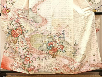 平和屋着物■豪華振袖　駒刺繍　花車文　暈し染め　金彩　正絹　逸品　BAAX6536hj