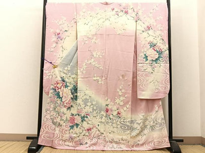 平和屋着物■豪華振袖　草花文　暈し染め　正絹　逸品　BAAX6537hj