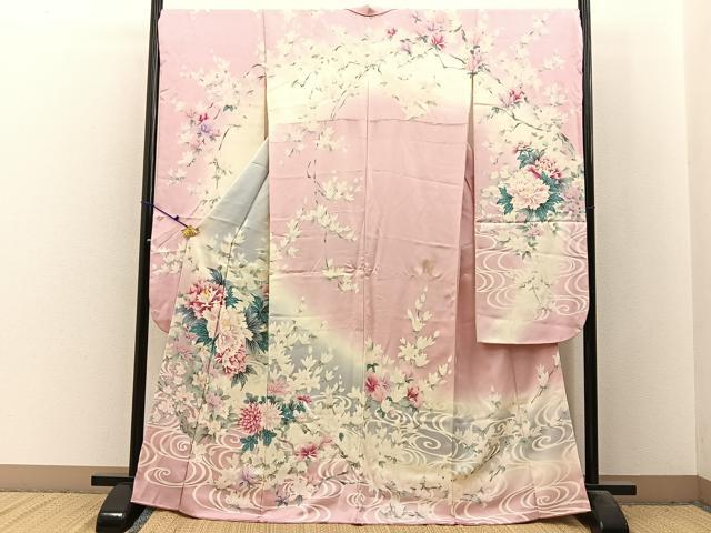 平和屋着物■豪華振袖　草花文　暈し染め　正絹　逸品　BAAX6537hj