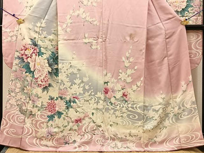 平和屋着物■豪華振袖　草花文　暈し染め　正絹　逸品　BAAX6537hj