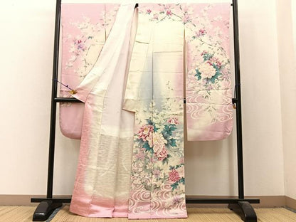 平和屋着物■豪華振袖　草花文　暈し染め　正絹　逸品　BAAX6537hj