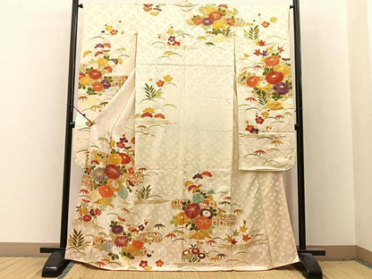 平和屋着物■豪華振袖　駒刺繍　松竹梅　流水草花文　金彩　正絹　逸品　BAAX6539hj