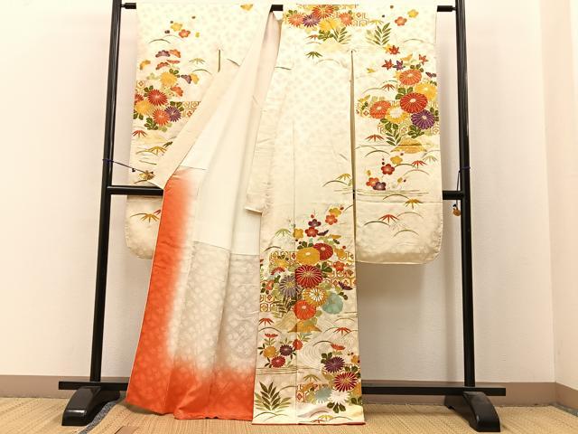 平和屋着物■豪華振袖　駒刺繍　松竹梅　流水草花文　金彩　正絹　逸品　BAAX6539hj
