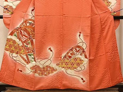 平和屋着物■豪華振袖　駒刺繍　鳳凰片輪車花文　暈し染め　正絹　逸品　BAAX6540hj