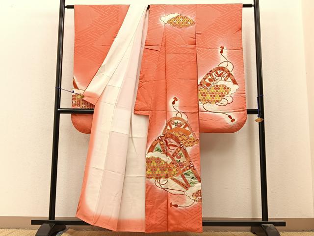 平和屋着物■豪華振袖　駒刺繍　鳳凰片輪車花文　暈し染め　正絹　逸品　BAAX6540hj