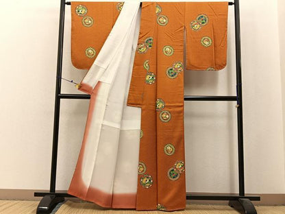 平和屋着物■上質な小紋　鳳凰　花絵皿文　正絹　逸品　未使用　BAAX6542hj
