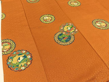 平和屋着物■上質な小紋　鳳凰　花絵皿文　正絹　逸品　未使用　BAAX6542hj