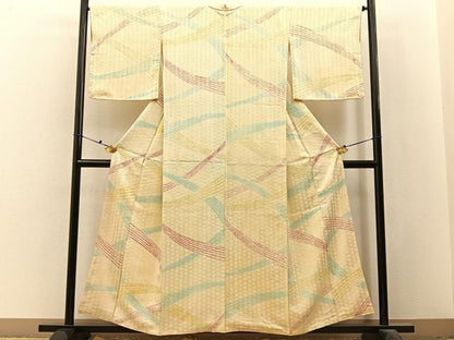 平和屋着物■上質な小紋　絞り　流線文　正絹　逸品　BAAX6545hj