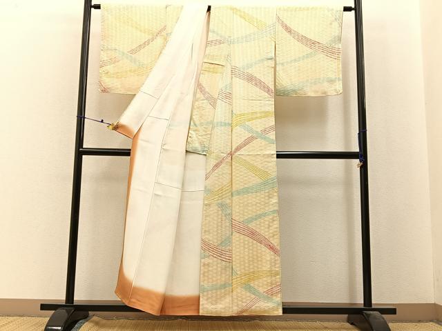 平和屋着物■上質な小紋　絞り　流線文　正絹　逸品　BAAX6545hj