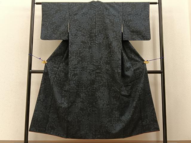 平和屋着物■結城紬　100亀甲　籬草花文　証紙付き　正絹　逸品　BAAX6546hj