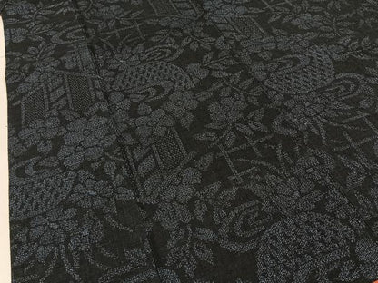 平和屋着物■結城紬　100亀甲　籬草花文　証紙付き　正絹　逸品　BAAX6546hj