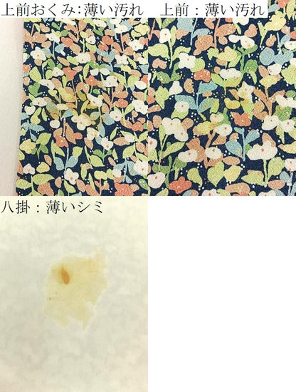 平和屋着物■上質な小紋　草花尽くし　濃紺地　正絹　逸品　BAAX6557hj