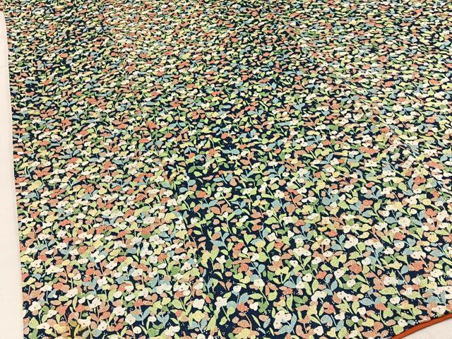 平和屋着物■上質な小紋　草花尽くし　濃紺地　正絹　逸品　BAAX6557hj