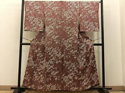 平和屋着物■上質な小紋　更紗花唐草文　三越扱い　正絹　逸品　BAAX6560hj