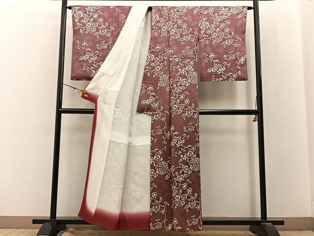 平和屋着物■上質な小紋　更紗花唐草文　三越扱い　正絹　逸品　BAAX6560hj