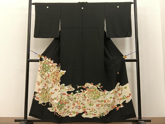 平和屋着物■豪華黒留袖　作家物　花籠文　金彩　正絹　逸品　BAAX6561hj