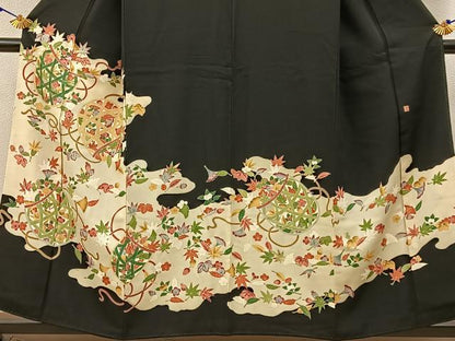 平和屋着物■豪華黒留袖　作家物　花籠文　金彩　正絹　逸品　BAAX6561hj