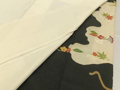 平和屋着物■豪華黒留袖　作家物　花籠文　金彩　正絹　逸品　BAAX6561hj