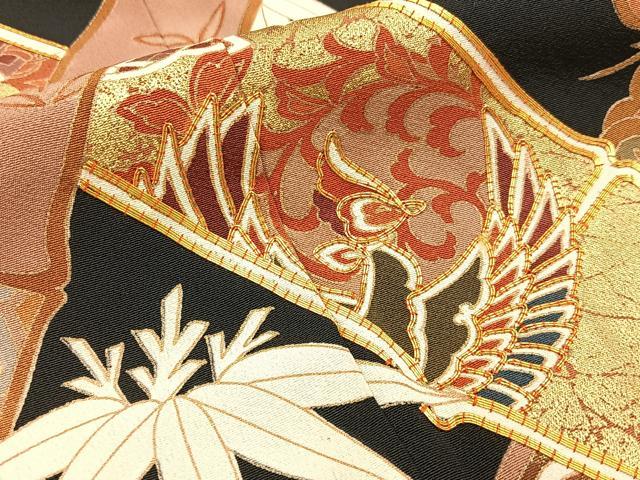 平和屋着物■豪華黒留袖　作家物　駒刺繍　松竹梅　鳳凰有職花文　金彩　正絹　逸品　BAAX6562hj