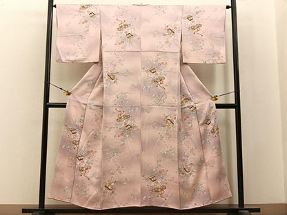 平和屋着物■上質な小紋　文箱草花文　暈し染め　金彩　正絹　逸品　BAAX6566hj